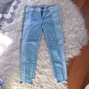 American Eagle Cropped Split Wash Jeans